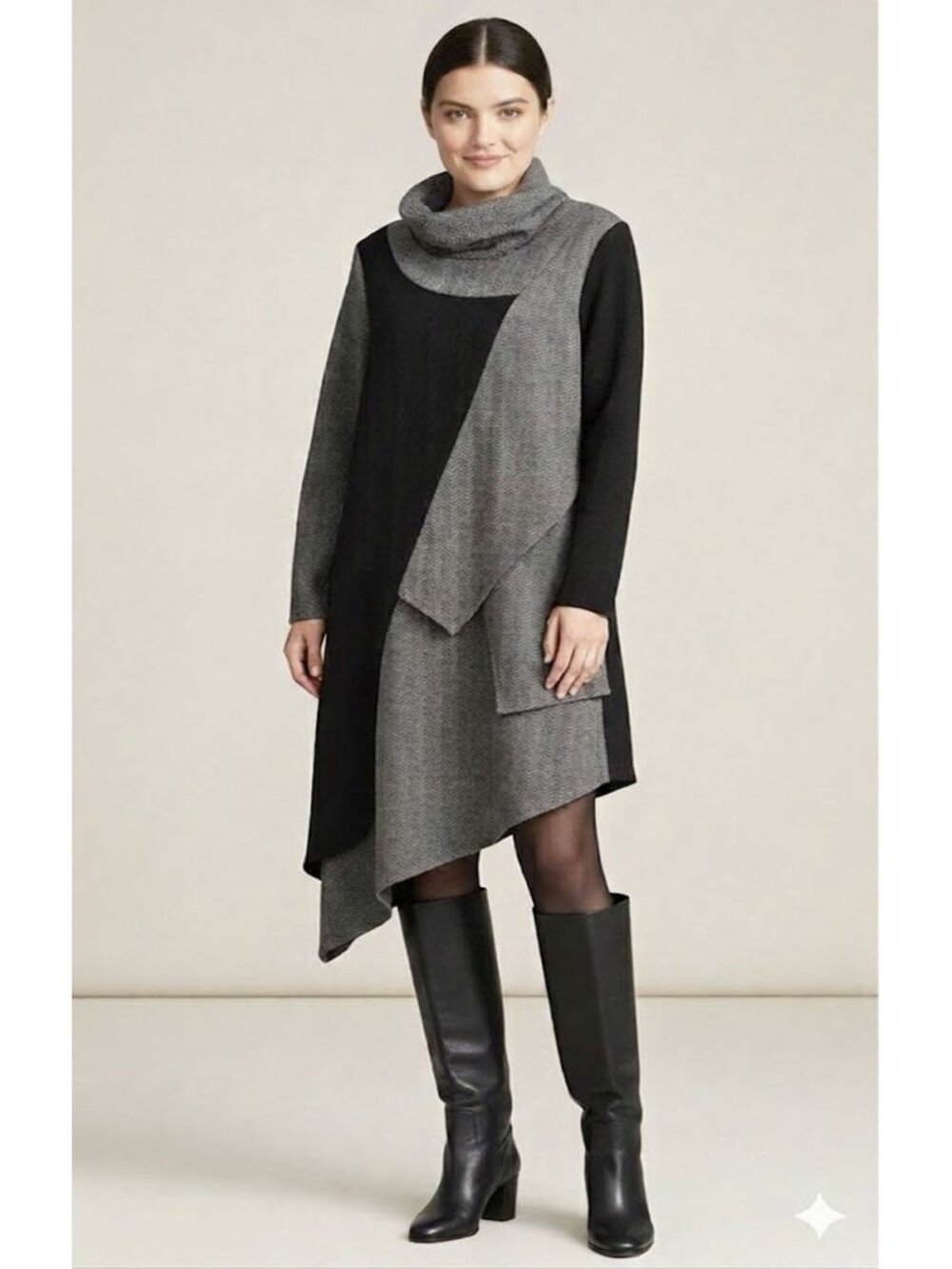 Asymmetric Tiered Bohemian Winter Dress Women's Medium